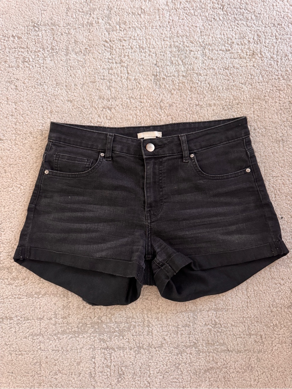 H&M Black Cuffed Denim Shorts Black Denim Jean Shorts Size 6